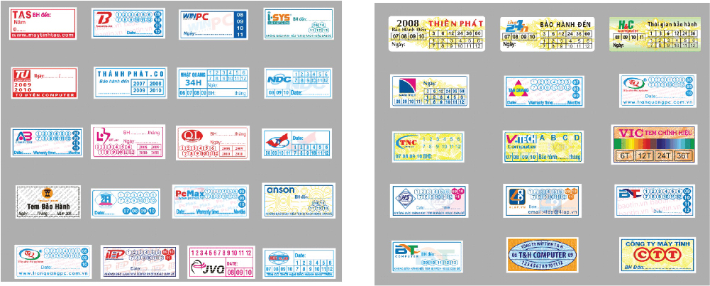 in tem bảo hành theo yêu cầu